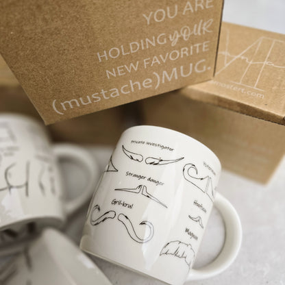 White ceramic Manly Moustache Mug