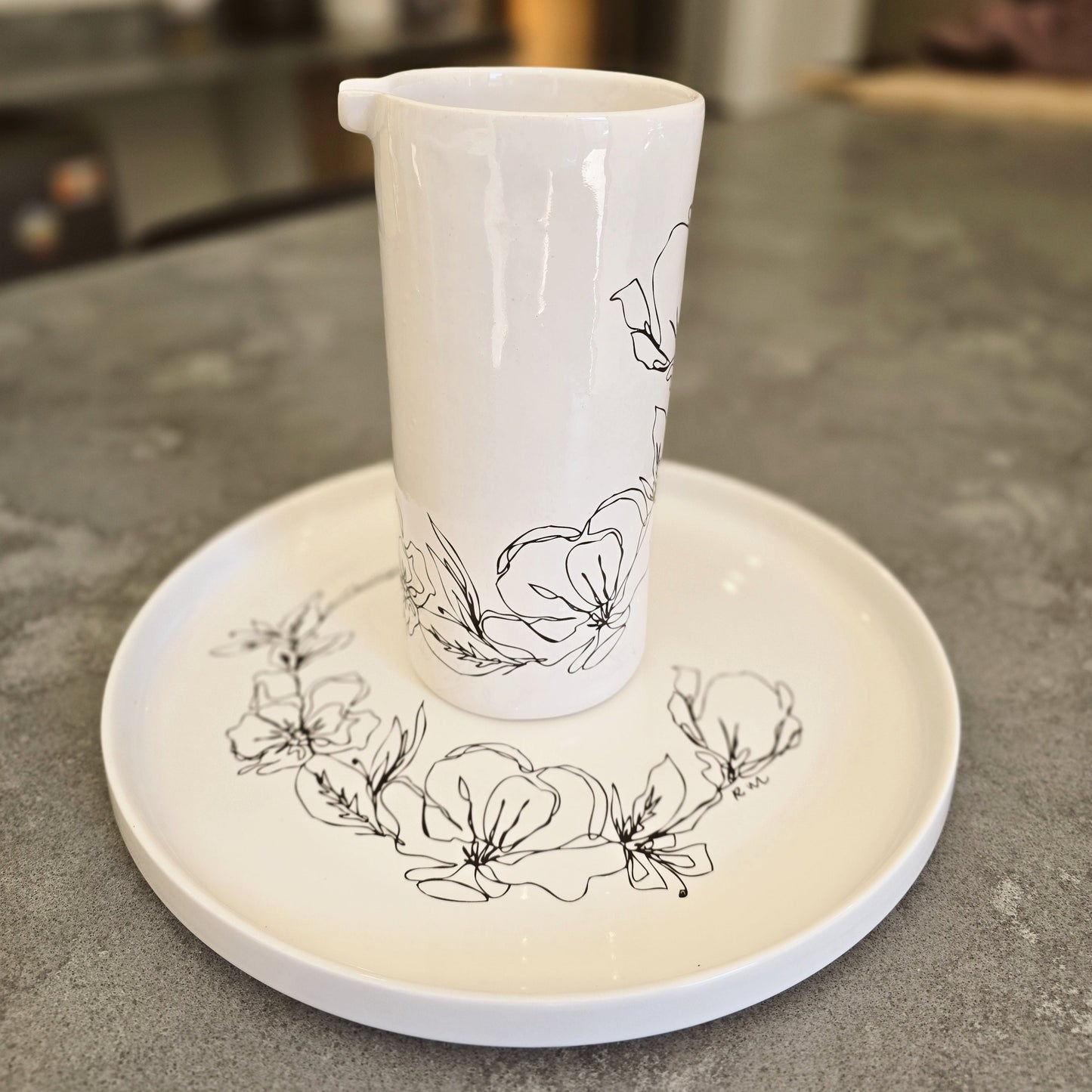 White Floral Vase - ceramic