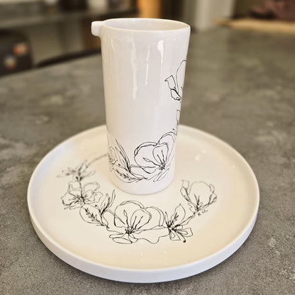 White Floral Vase - ceramic