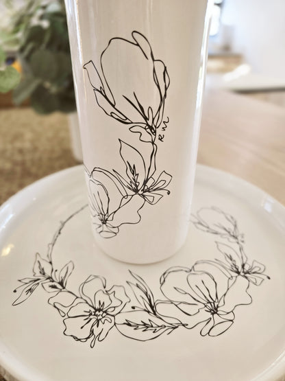 White Floral Vase - ceramic