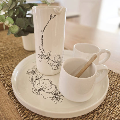White Floral Vase - ceramic