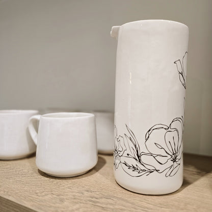White Floral Vase - ceramic