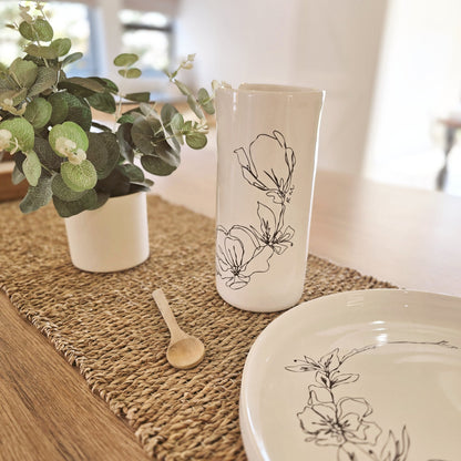 White Floral Vase - ceramic