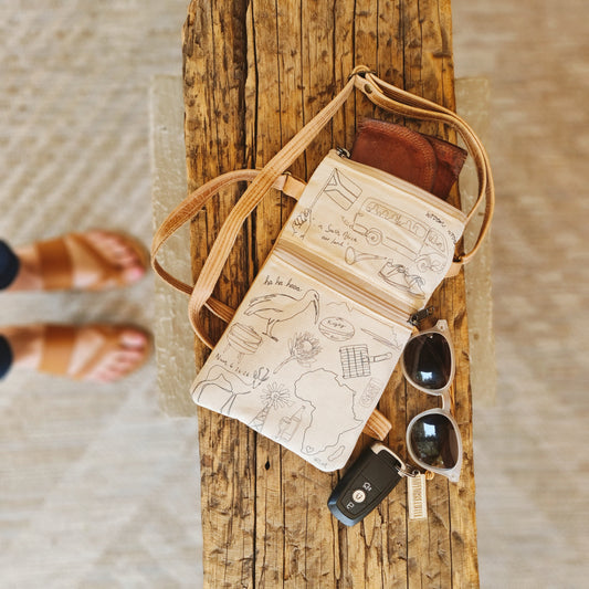South African Minimalistic Crossbody Canvas Bag with Leather Strap