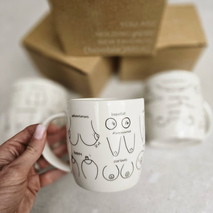 White ceramic Boobie Mug