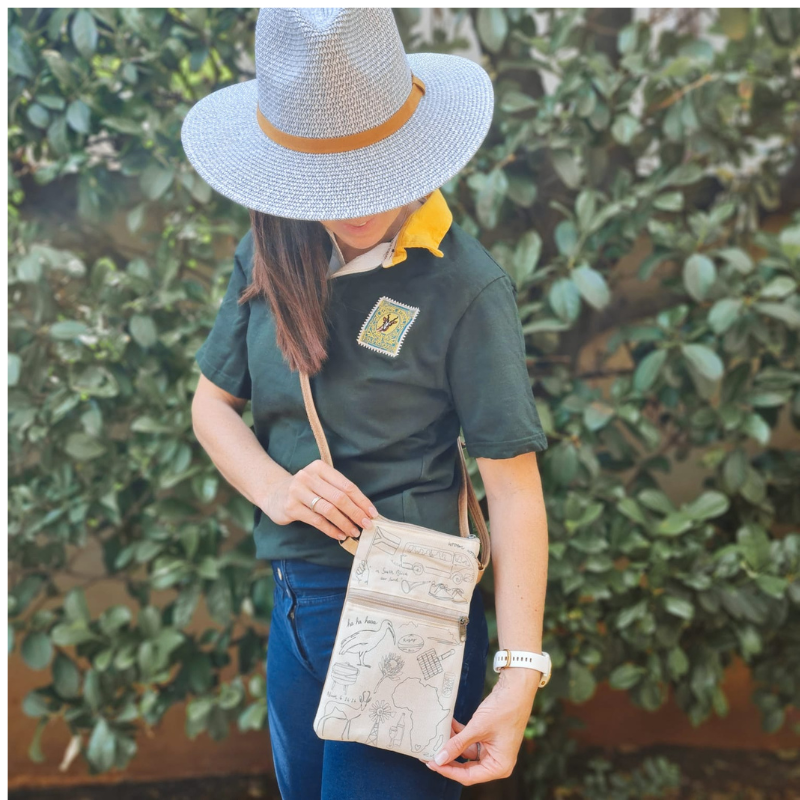South African Minimalistic Crossbody Canvas Bag with Leather Strap