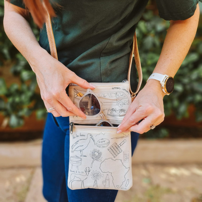 South African Minimalistic Crossbody Canvas Bag with Leather Strap