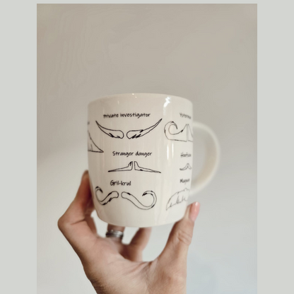 White ceramic Manly Moustache Mug
