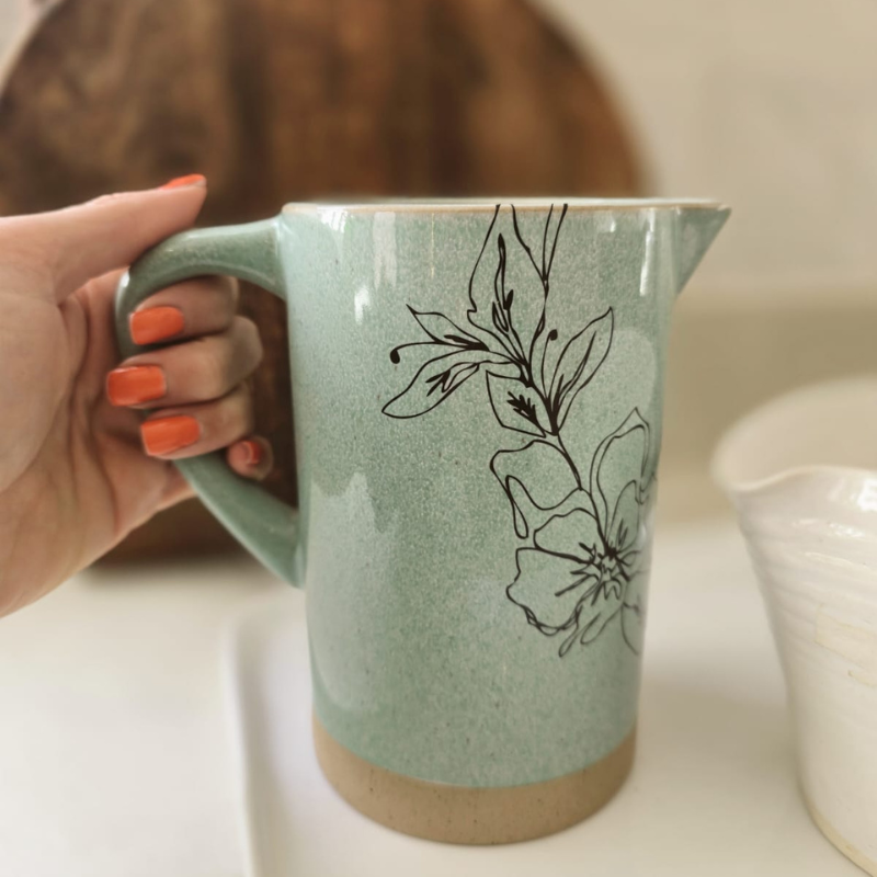 Green Floral Jug