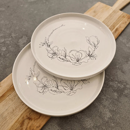 White ceramic floral serving platter