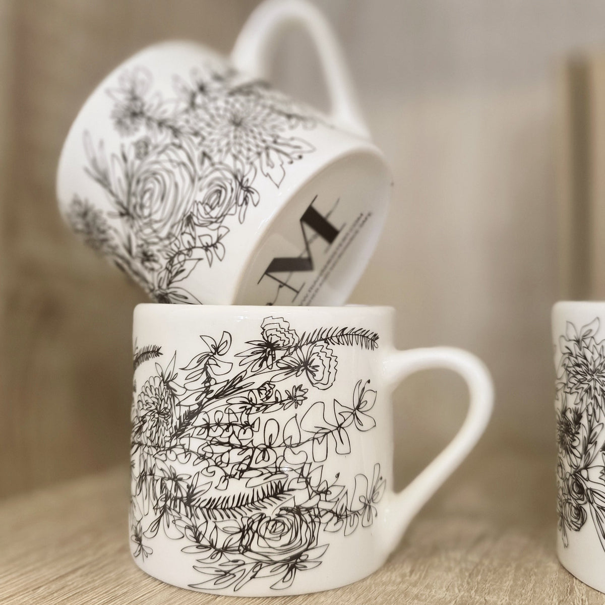 Floral mugs - set of two. LIMITED