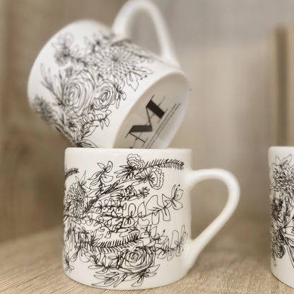 Floral mugs - set of two. LIMITED
