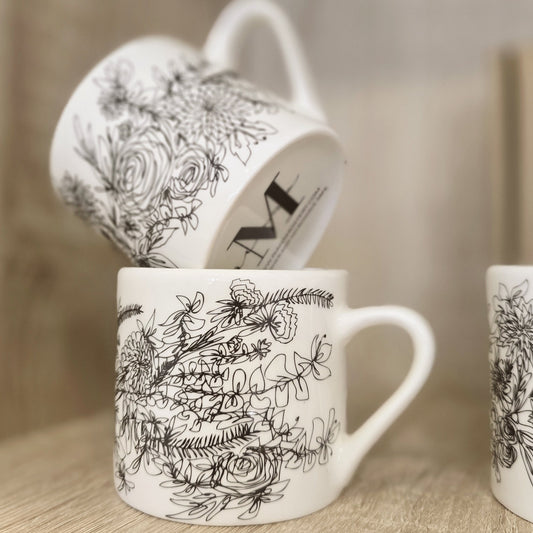 Floral mugs - set of two. LIMITED