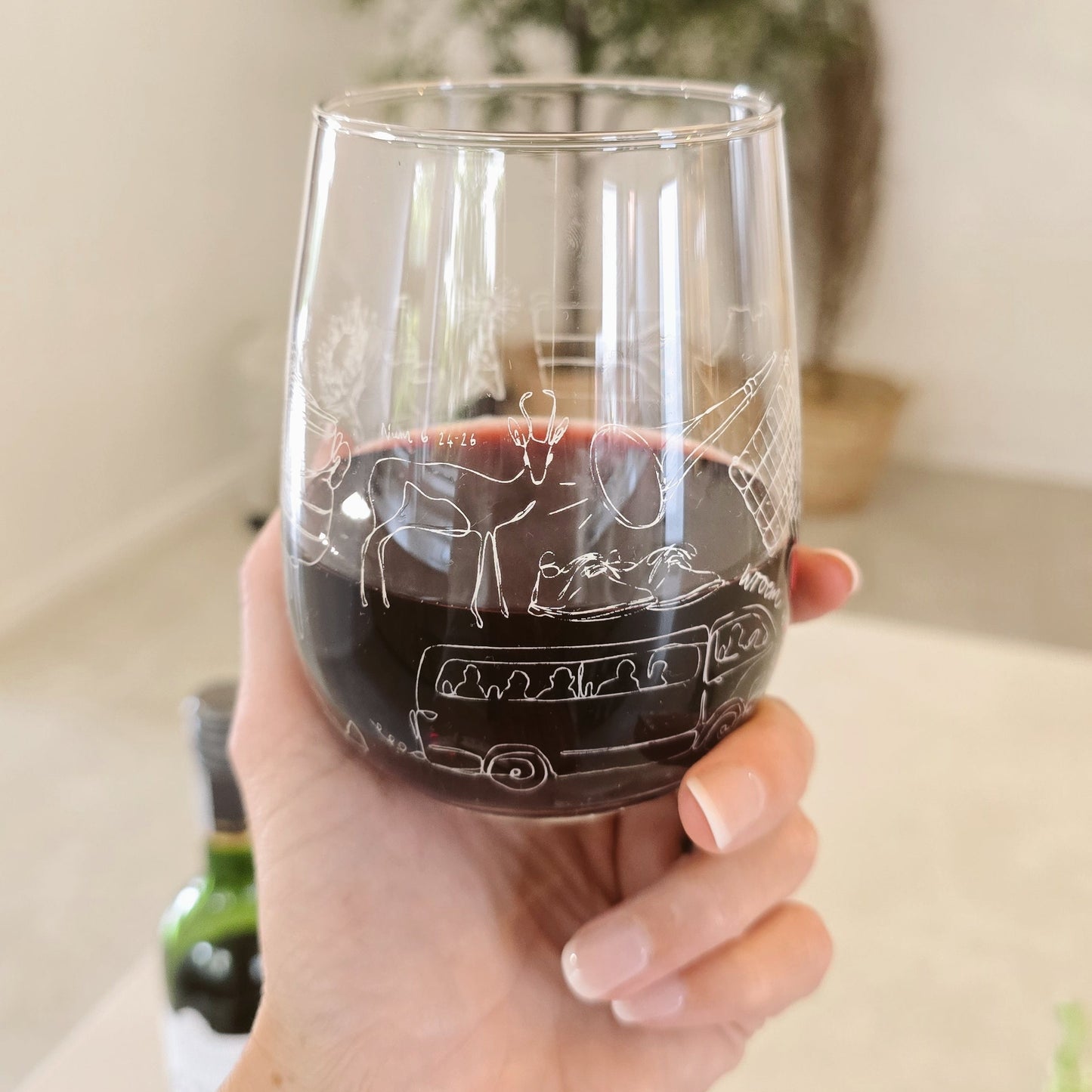 South African stemless wine glass