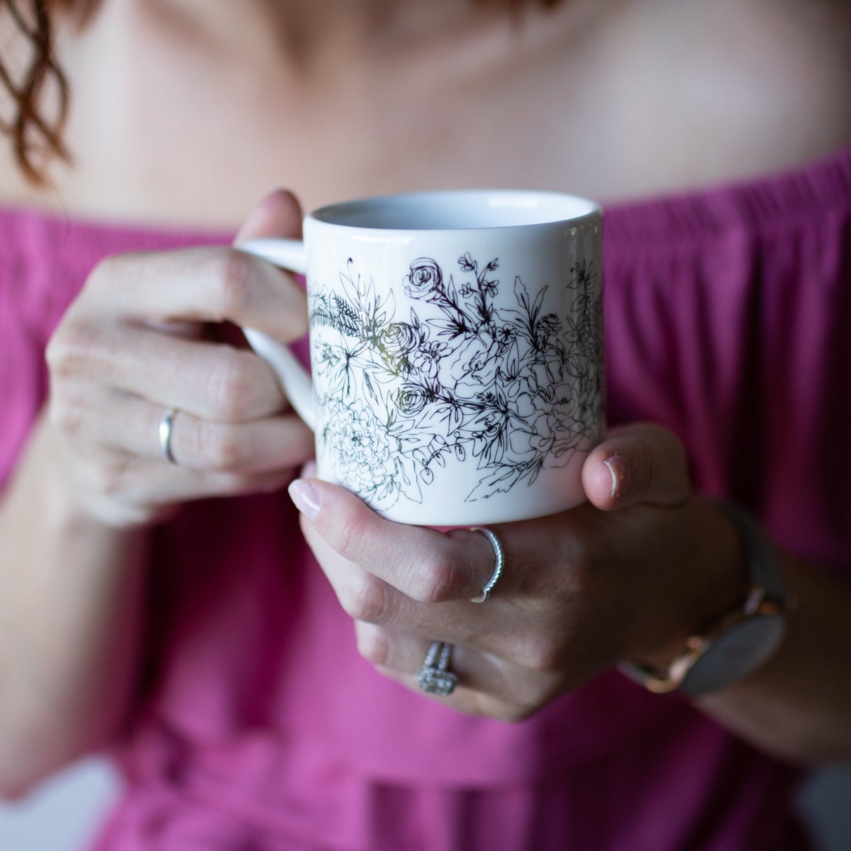 Floral mugs - set of two. LIMITED
